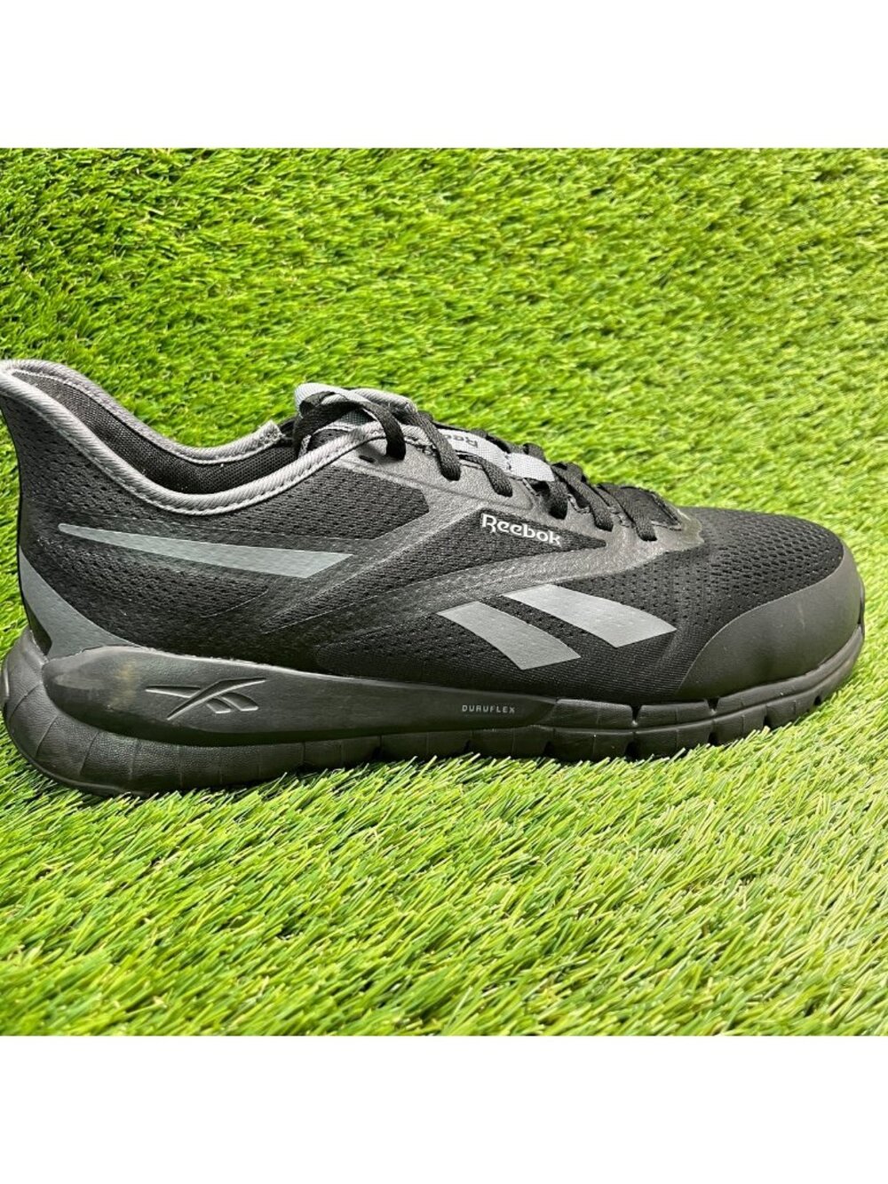 Reebok Flex Trainer Mens Size 11.5E Black Gray Composite Toe Safety Work Shoes